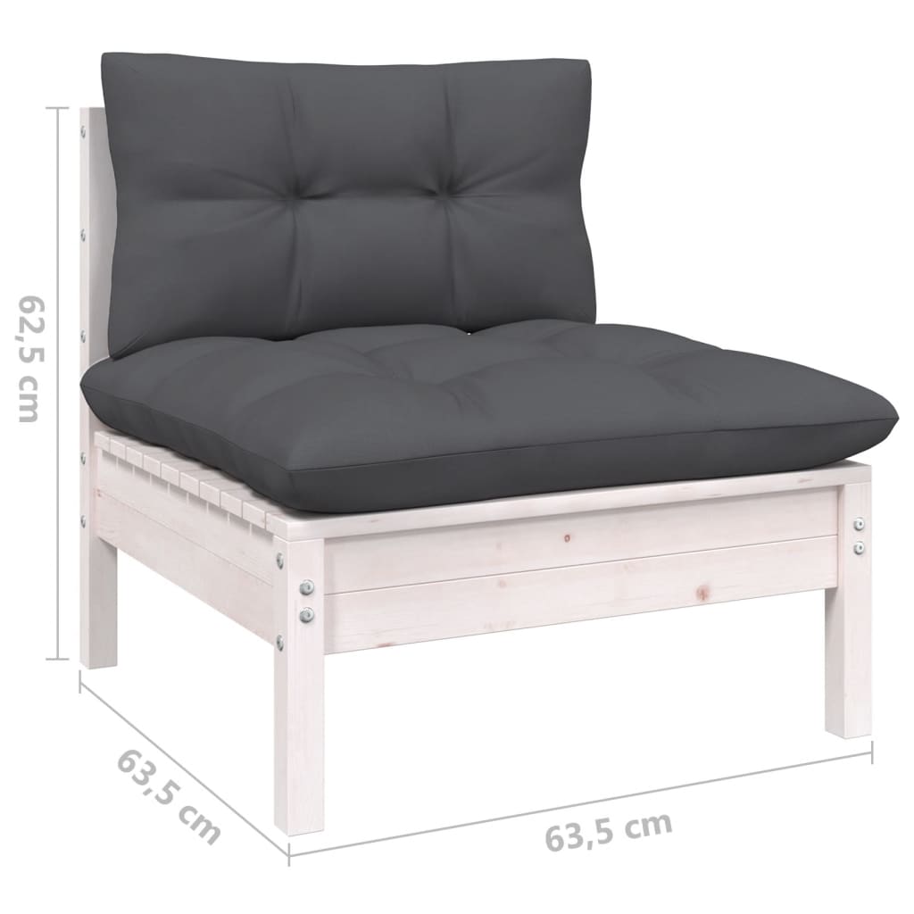 Set Divani da Giardino 12 pz con Cuscini Bianchi Legno di Pino | homemem39