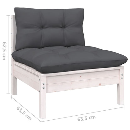 Set Divani da Giardino 12 pz con Cuscini Bianchi Legno di Pino | homemem39