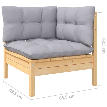 Set Divani da Giardino 14 pz con Cuscini Grigi Massello di Pino | homemem39