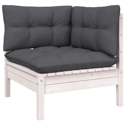 Set Divani da Giardino 10 pz con Cuscini Bianchi Legno di Pino | homemem39