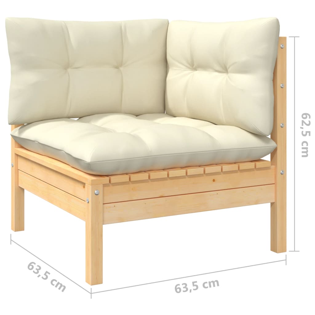 Set Divani da Giardino 12 pz con Cuscini Crema in Massello di Pino | homemem39