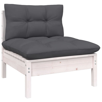 Set Divani da Giardino 12 pz con Cuscini Bianchi Legno di Pino | homemem39