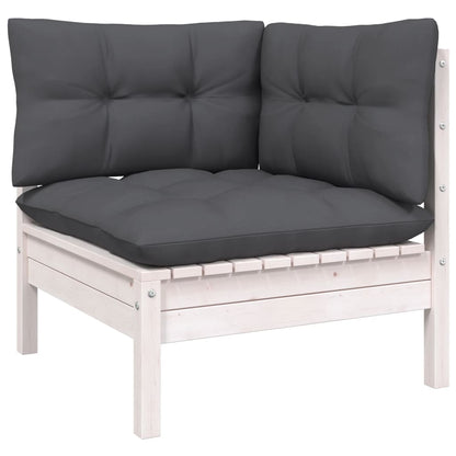 Set Divani da Giardino 12 pz con Cuscini Bianchi Legno di Pino | homemem39