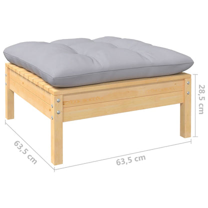 Set Divani da Giardino 10 pz con Cuscini Grigi Massello di Pino | homemem39