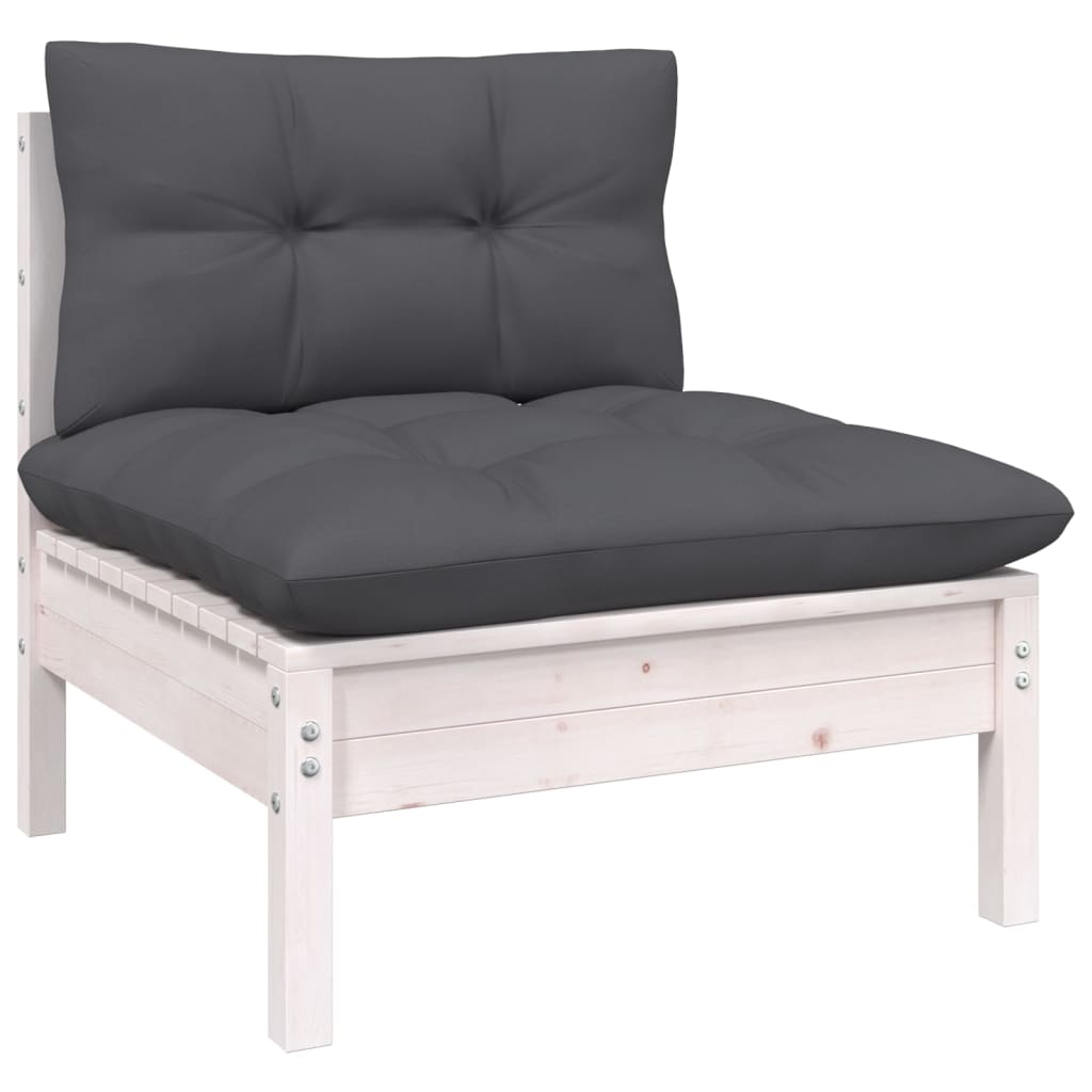 Set Divani da Giardino 10 pz con Cuscini Bianchi Legno di Pino | homemem39