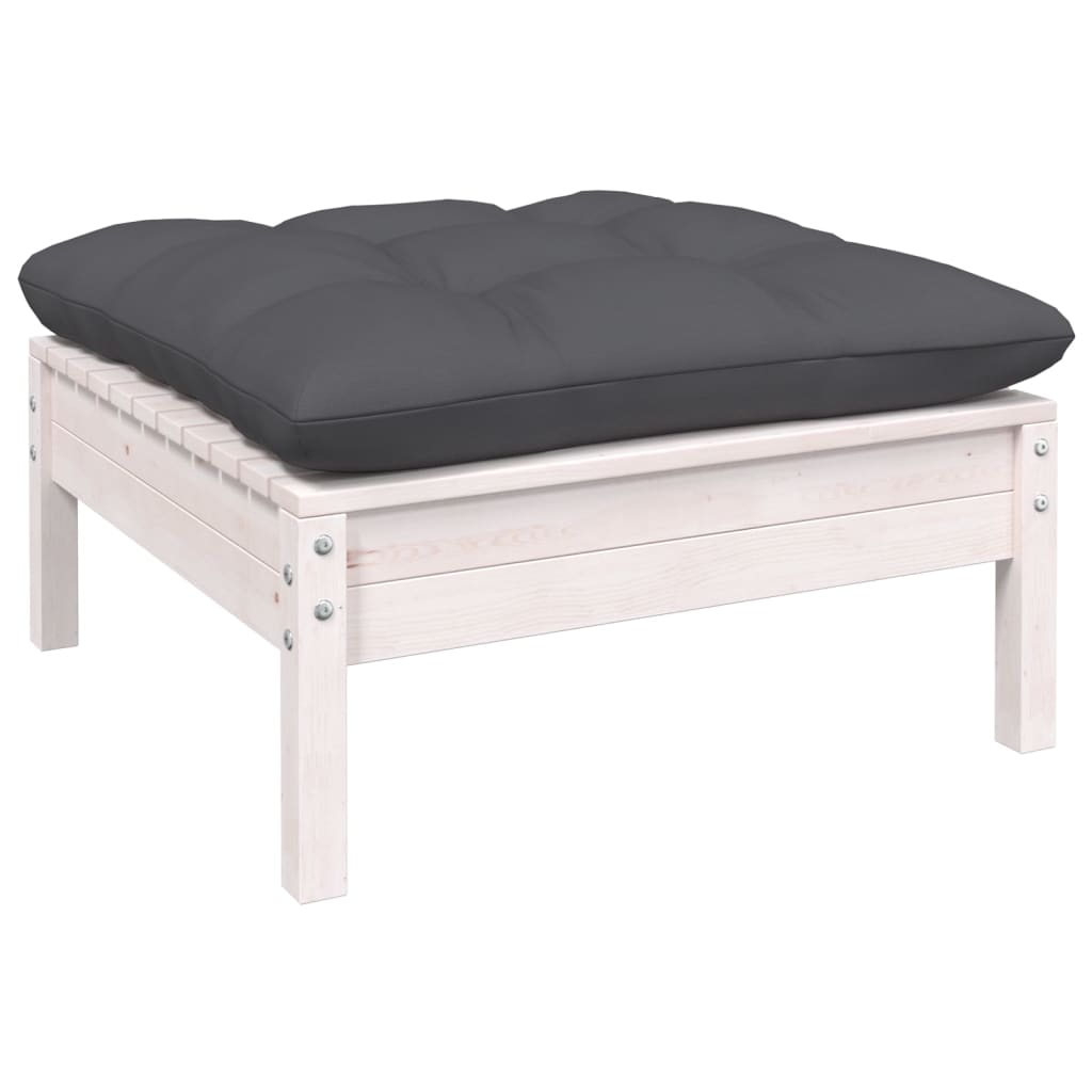 Set Divani da Giardino 10 pz con Cuscini Bianchi Legno di Pino | homemem39
