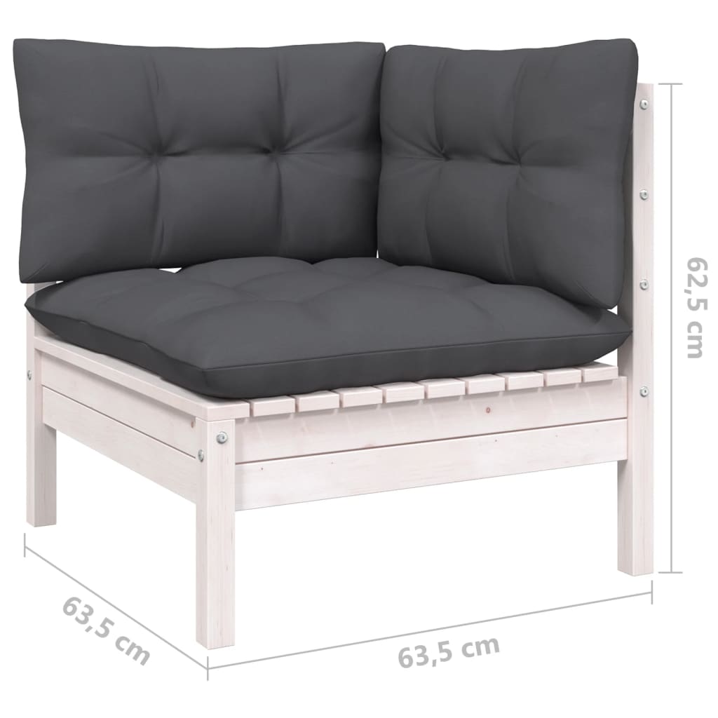 Set Divani da Giardino 12 pz con Cuscini Bianchi Legno di Pino | homemem39