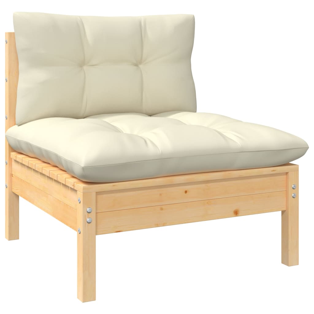 Set Divani da Giardino 14 pz con Cuscini Crema Massello di Pino | homemem39