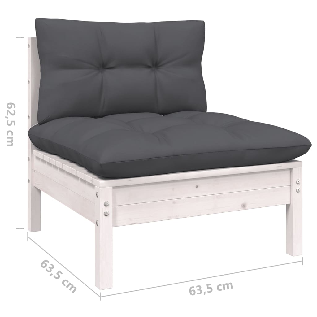 Set Divani da Giardino 14 pz con Cuscini Bianchi Legno di Pino | homemem39