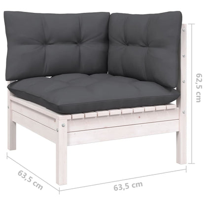 Set Divani da Giardino 14 pz con Cuscini Bianchi Legno di Pino | homemem39