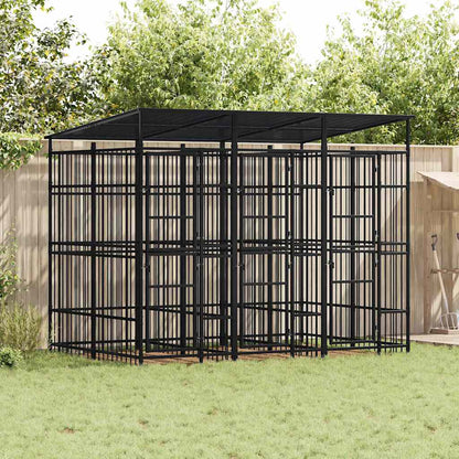 Gabbia per Cani da Esterno con Tetto in Acciaio 5,53 m² | homemem39