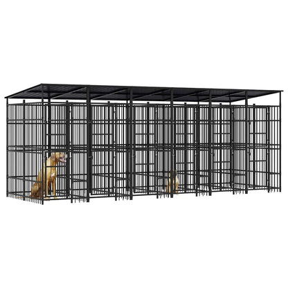 Gabbia per Cani da Esterno con Tetto in Acciaio 11,06 m²