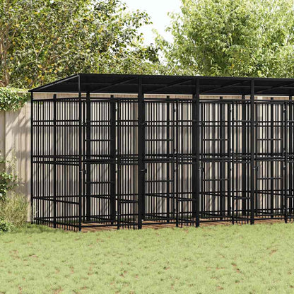 Gabbia per Cani da Esterno con Tetto in Acciaio 12,9 m² | homemem39