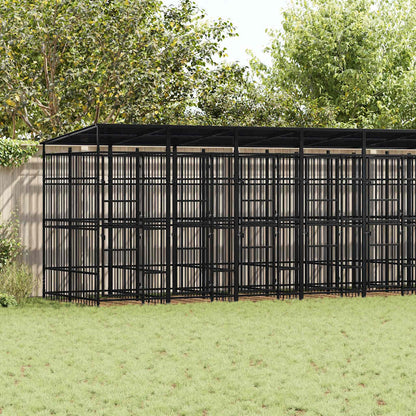 Gabbia per Cani da Esterno con Tetto in Acciaio 16,59 m²