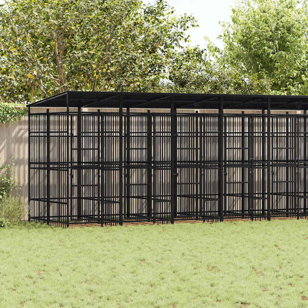 Gabbia per Cani da Esterno con Tetto in Acciaio 18,43 m² | homemem39