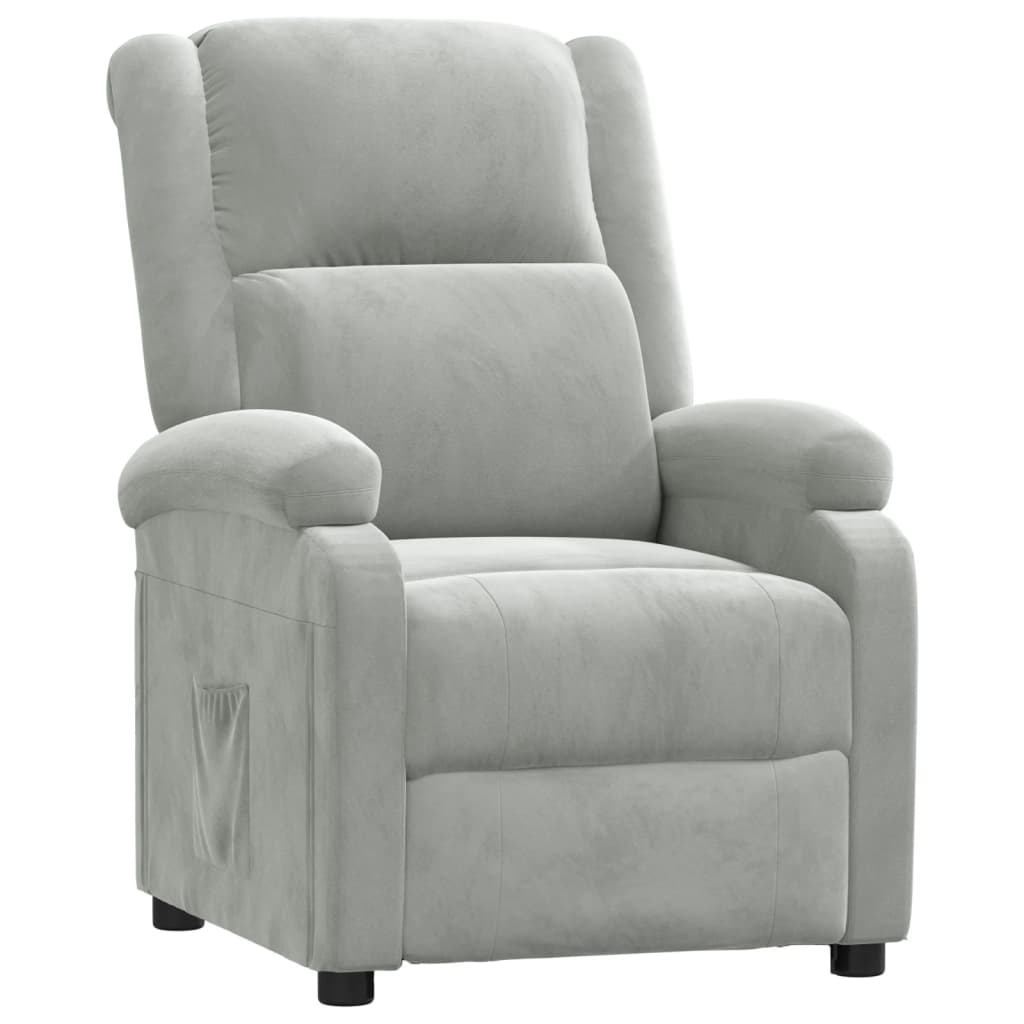 Poltrona Reclinabile Grigio Chiaro in Velluto | homemem39