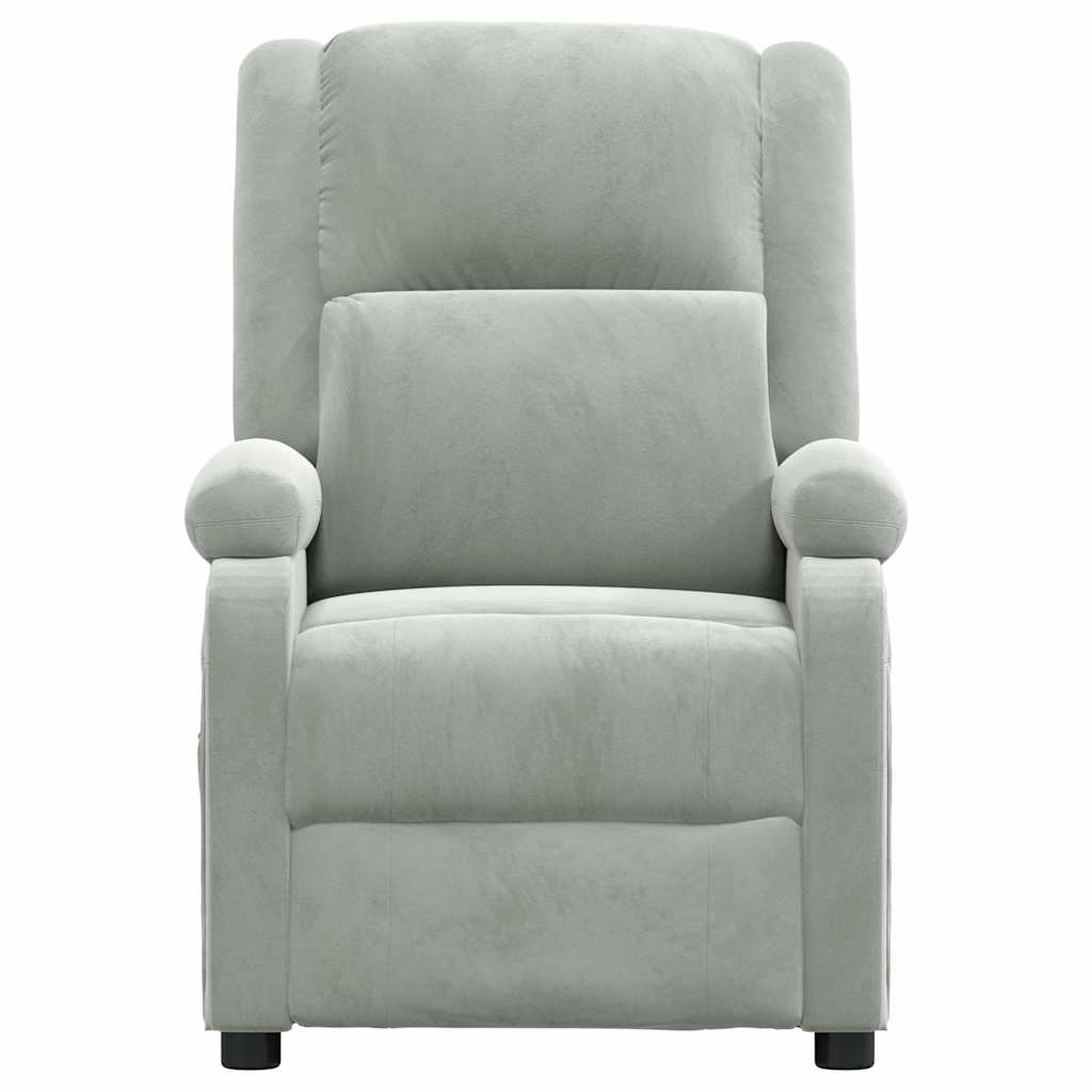 Poltrona Reclinabile Grigio Chiaro in Velluto