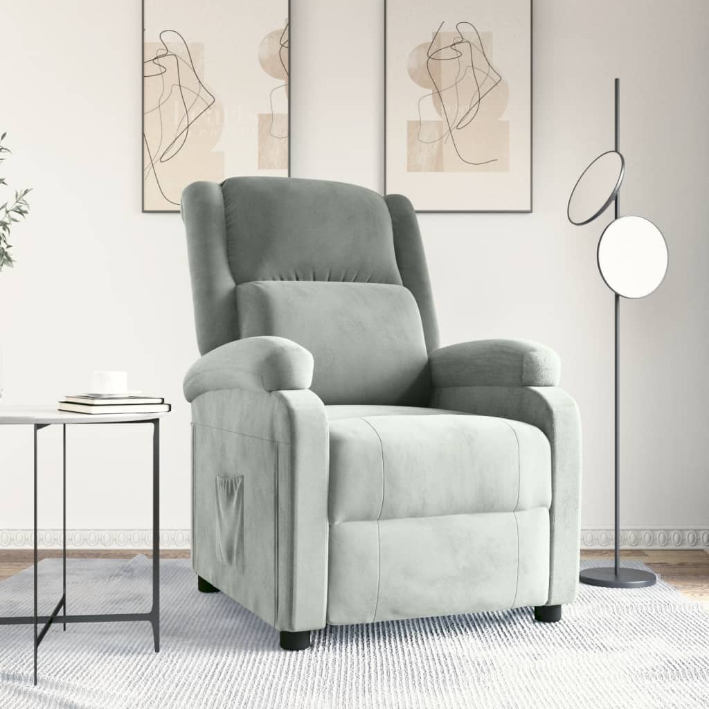 Poltrona Reclinabile Grigio Chiaro in Velluto | homemem39