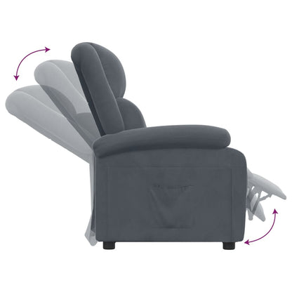 Poltrona Reclinabile Grigio Scuro in Velluto | homemem39