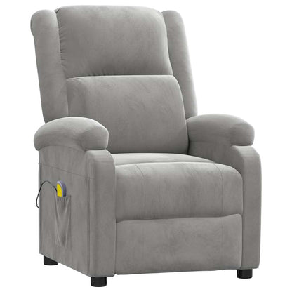 Poltrona Massaggiante Grigio Chiaro in Velluto | homemem39