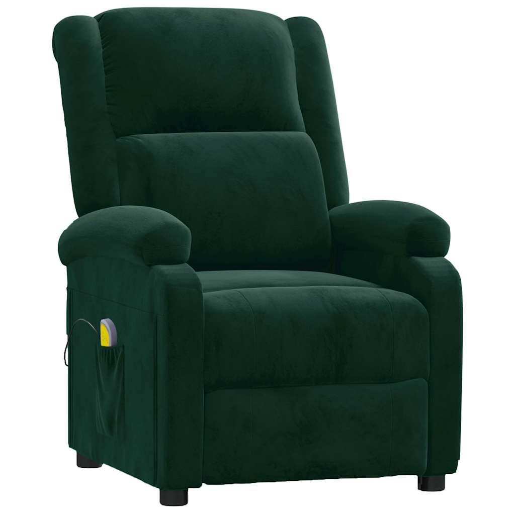 Poltrona Massaggiante Verde Scuro in Velluto | homemem39