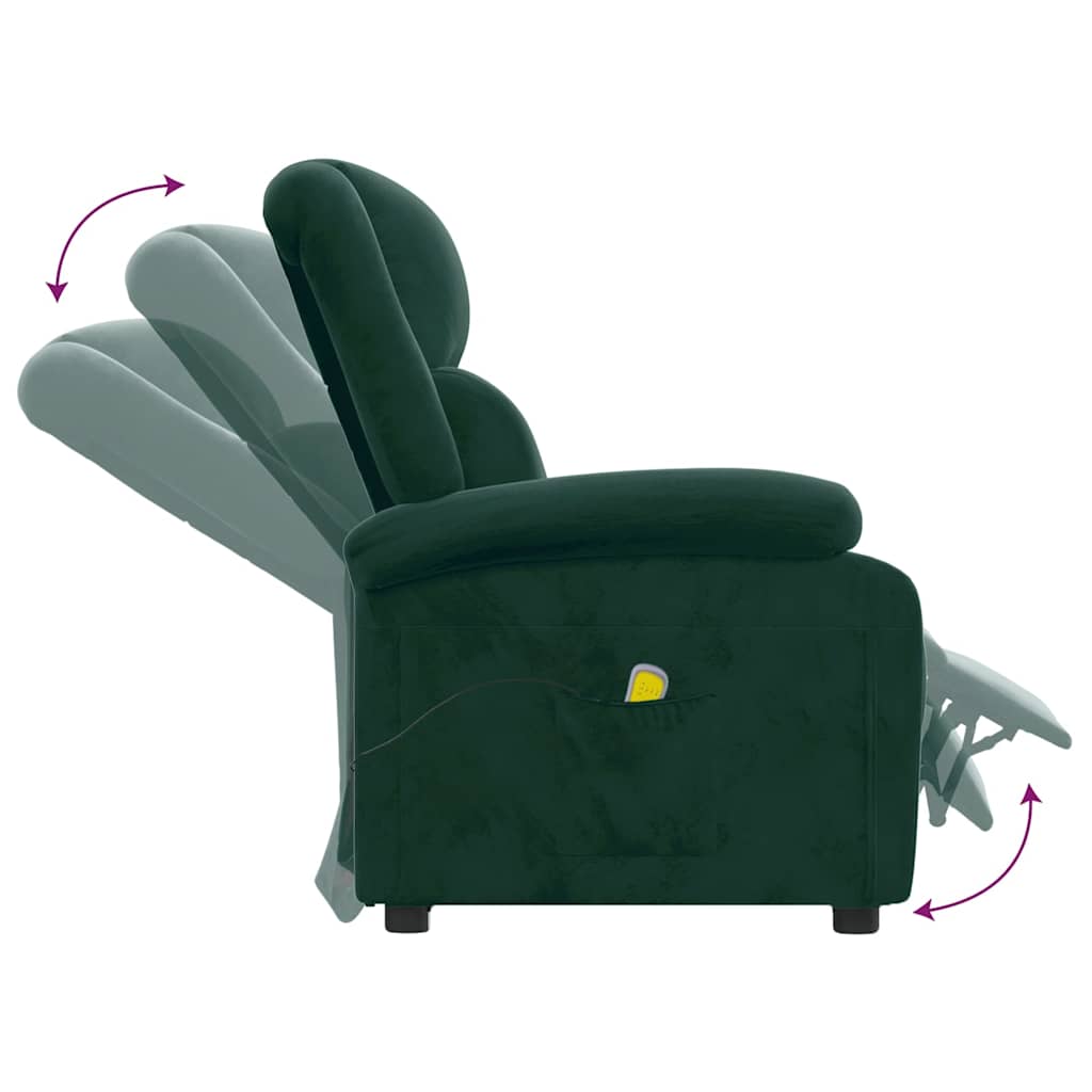 Poltrona Massaggiante Verde Scuro in Velluto | homemem39