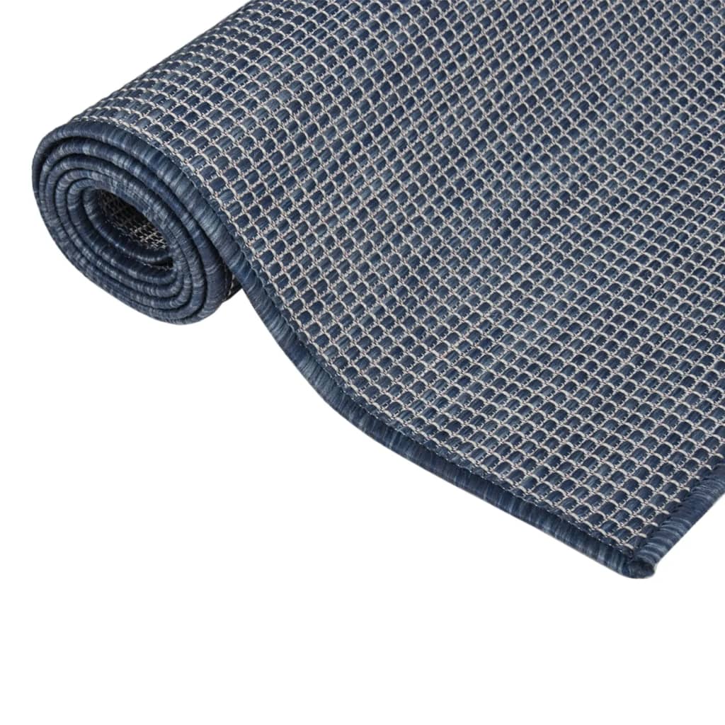 Tappeto da Esterni a Tessitura Piatta 140x200 cm Blu | homemem39
