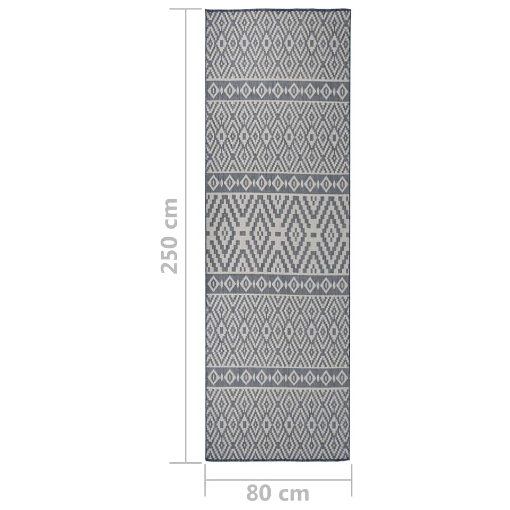 Tappeto da Esterni a Tessitura Piatta 80x250 cm Strisce Blu - homemem39