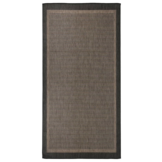 Tappeto da Esterni a Tessitura Piatta 100x200 cm Marrone Scuro