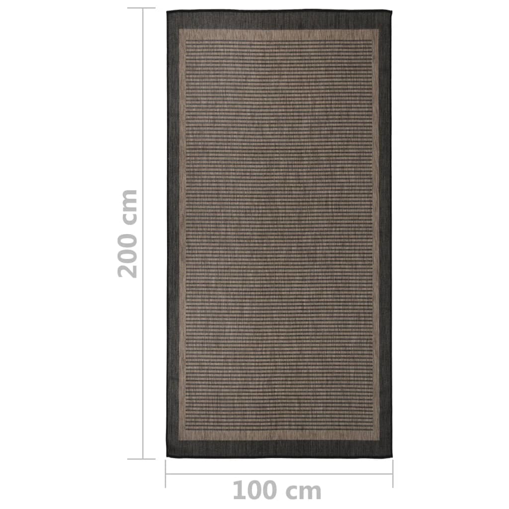 Tappeto da Esterni a Tessitura Piatta 100x200 cm Marrone Scuro