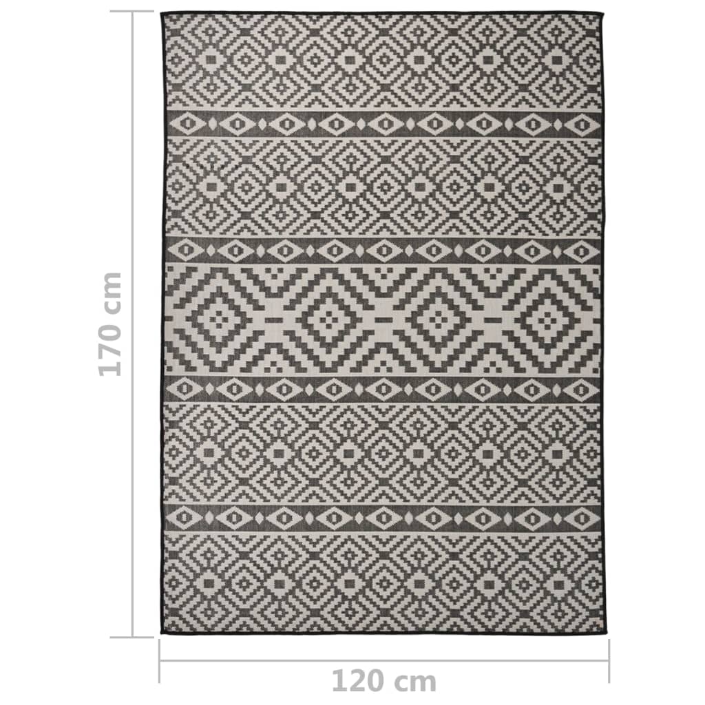 Tappeto da Esterni a Tessitura Piatta 120x170 cm Strisce Nere - homemem39