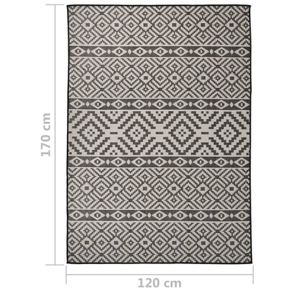 Tappeto da Esterni a Tessitura Piatta 120x170 cm Strisce Nere - homemem39