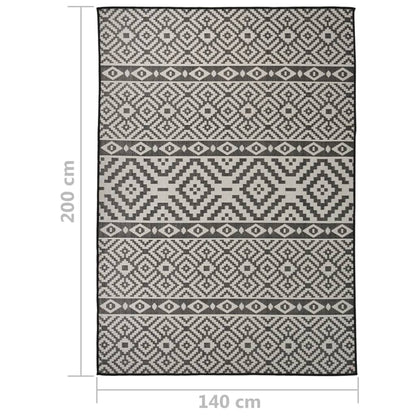 Tappeto da Esterni a Tessitura Piatta 140x200 cm Strisce Nere - homemem39