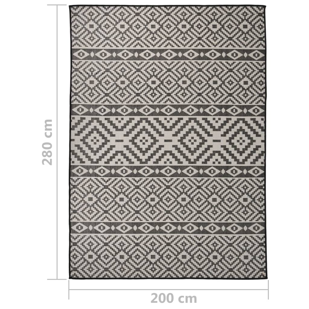 Tappeto da Esterni a Tessitura Piatta 200x280 cm Strisce Nere - homemem39