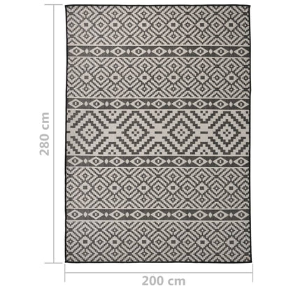 Tappeto da Esterni a Tessitura Piatta 200x280 cm Strisce Nere - homemem39