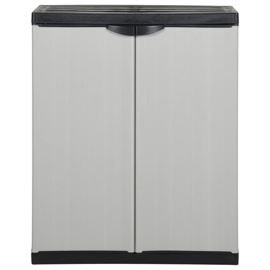 Armadietto da Giardino con 1 Ripiano Grigio e Nero 68x40x85 cm | homemem39