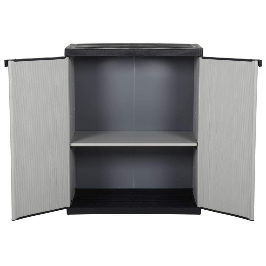 Armadietto da Giardino con 1 Ripiano Grigio e Nero 68x40x85 cm | homemem39