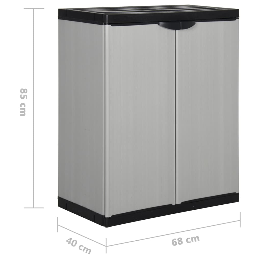 Armadietto da Giardino con 1 Ripiano Grigio e Nero 68x40x85 cm | homemem39
