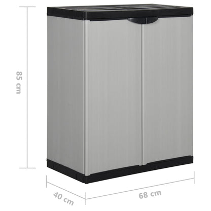 Armadietto da Giardino con 1 Ripiano Grigio e Nero 68x40x85 cm | homemem39