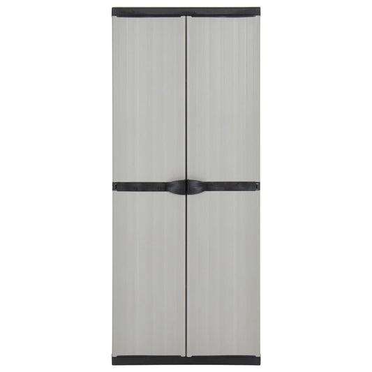Armadietto da Giardino con 3 Ripiani Grigio e Nero 68x40x168 cm | homemem39