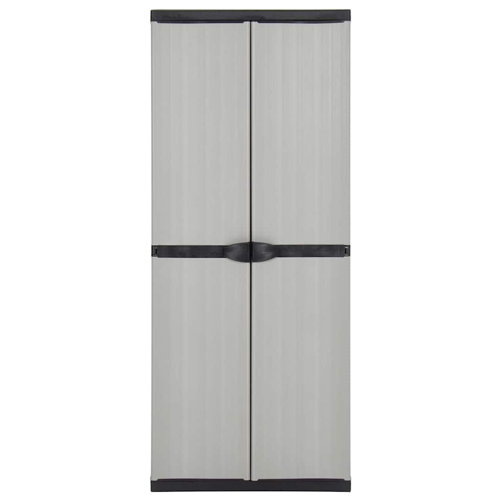 Armadietto da Giardino con 3 Ripiani Grigio e Nero 68x40x168 cm