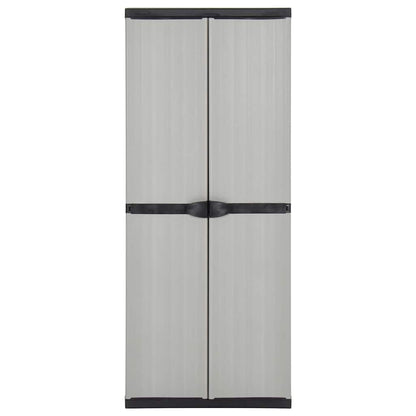 Armadietto da Giardino con 3 Ripiani Grigio e Nero 68x40x168 cm