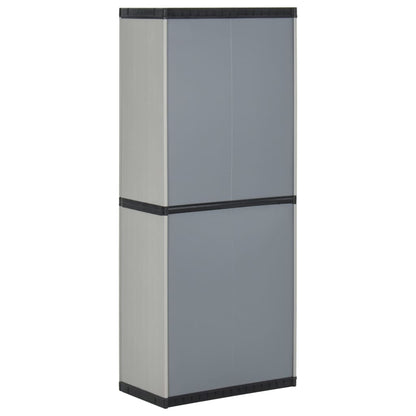 Armadietto da Giardino con 3 Ripiani Grigio e Nero 68x40x168 cm | homemem39