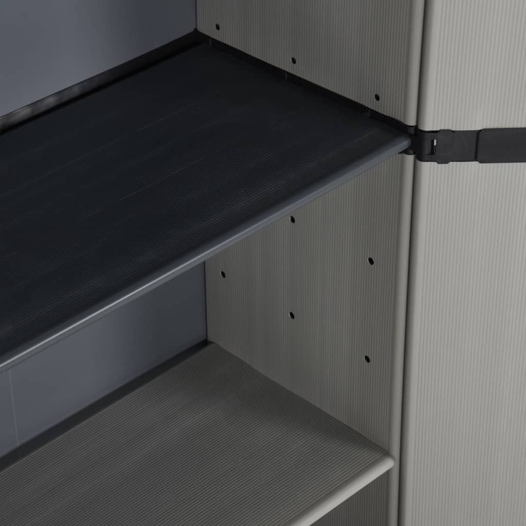 Armadietto da Giardino con 3 Ripiani Grigio e Nero 68x40x168 cm | homemem39