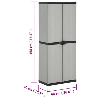 Armadietto da Giardino con 3 Ripiani Grigio e Nero 68x40x168 cm | homemem39