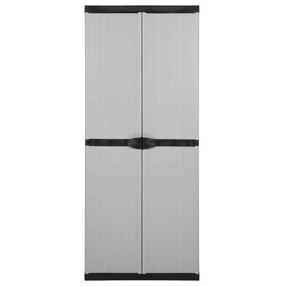 Armadietto da Giardino con 3 Ripiani Grigio e Nero 68x40x168 cm | homemem39