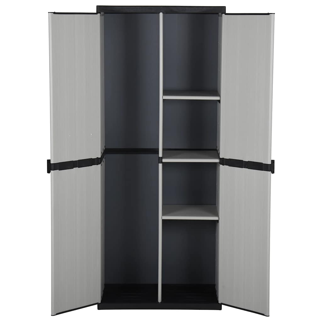 Armadietto da Giardino con 3 Ripiani Grigio e Nero 68x40x168 cm | homemem39