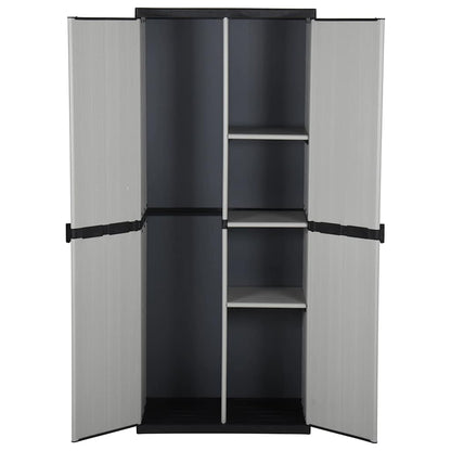 Armadietto da Giardino con 3 Ripiani Grigio e Nero 68x40x168 cm | homemem39