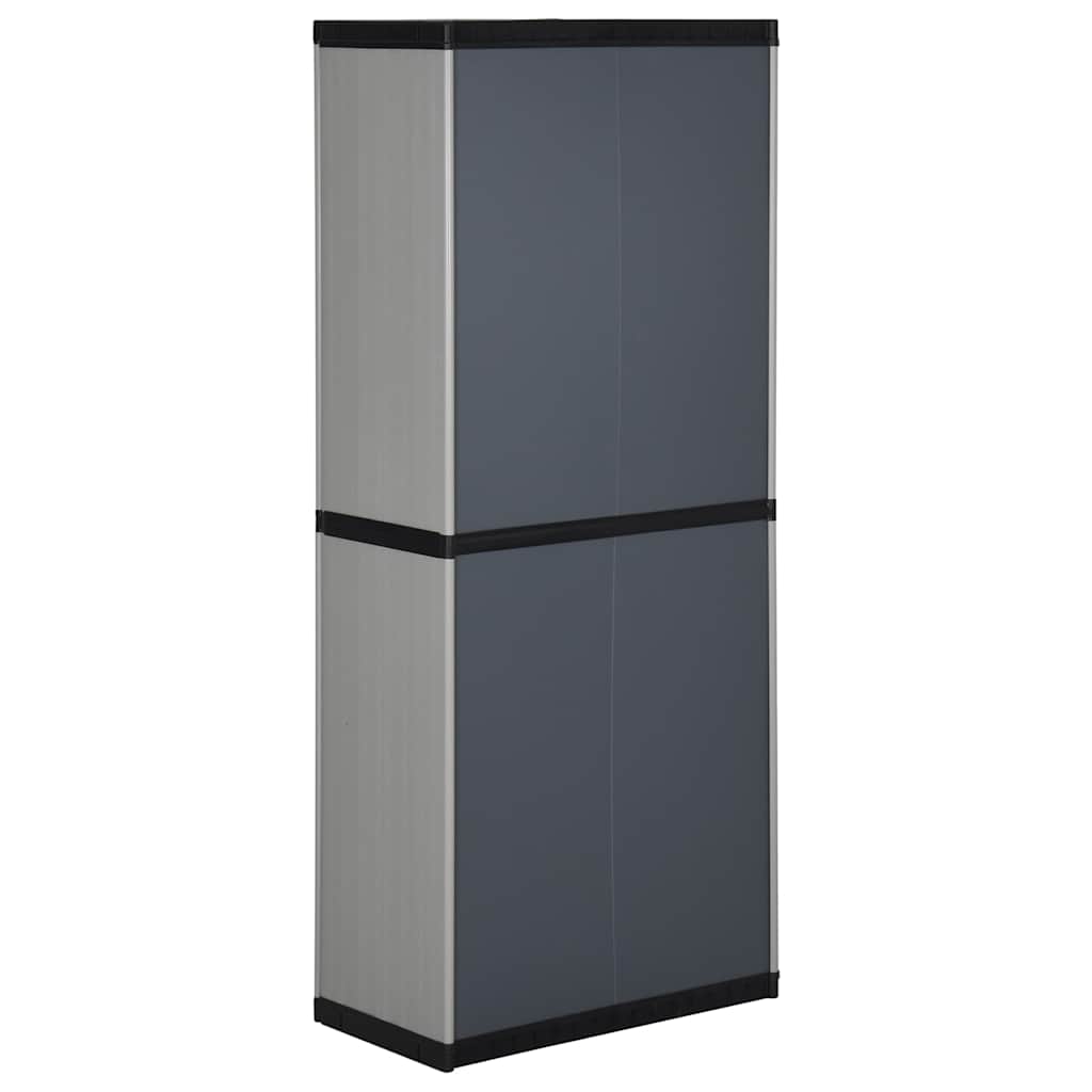 Armadietto da Giardino con 3 Ripiani Grigio e Nero 68x40x168 cm | homemem39