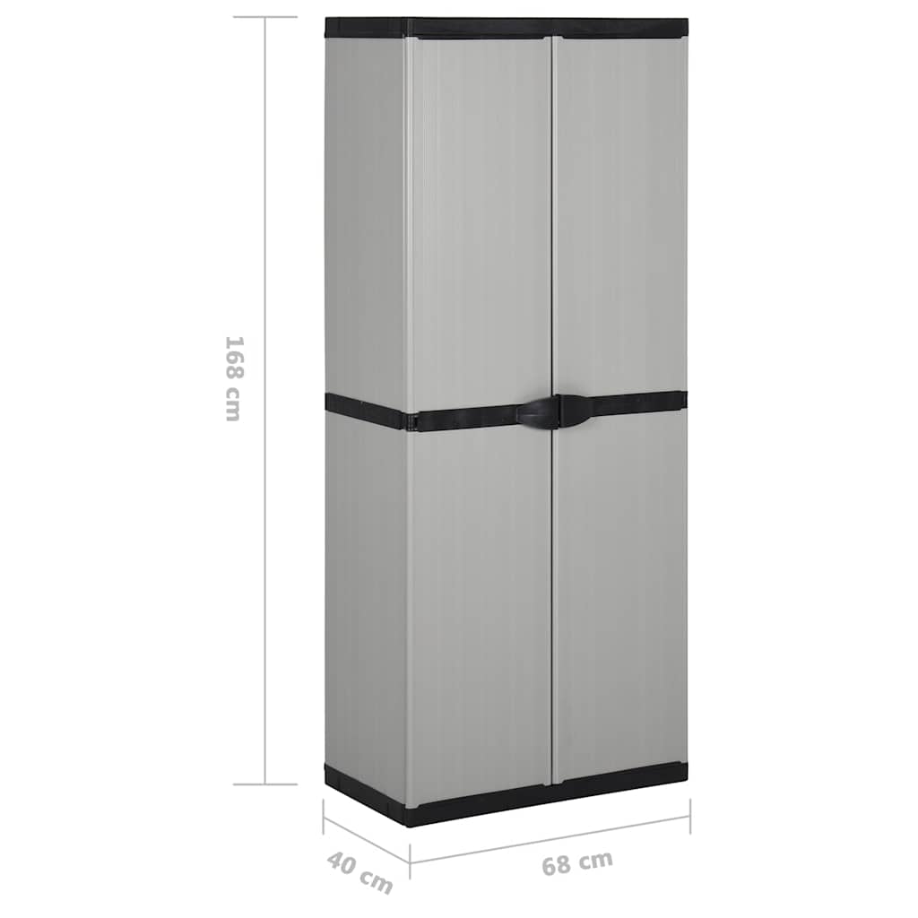 Armadietto da Giardino con 3 Ripiani Grigio e Nero 68x40x168 cm | homemem39